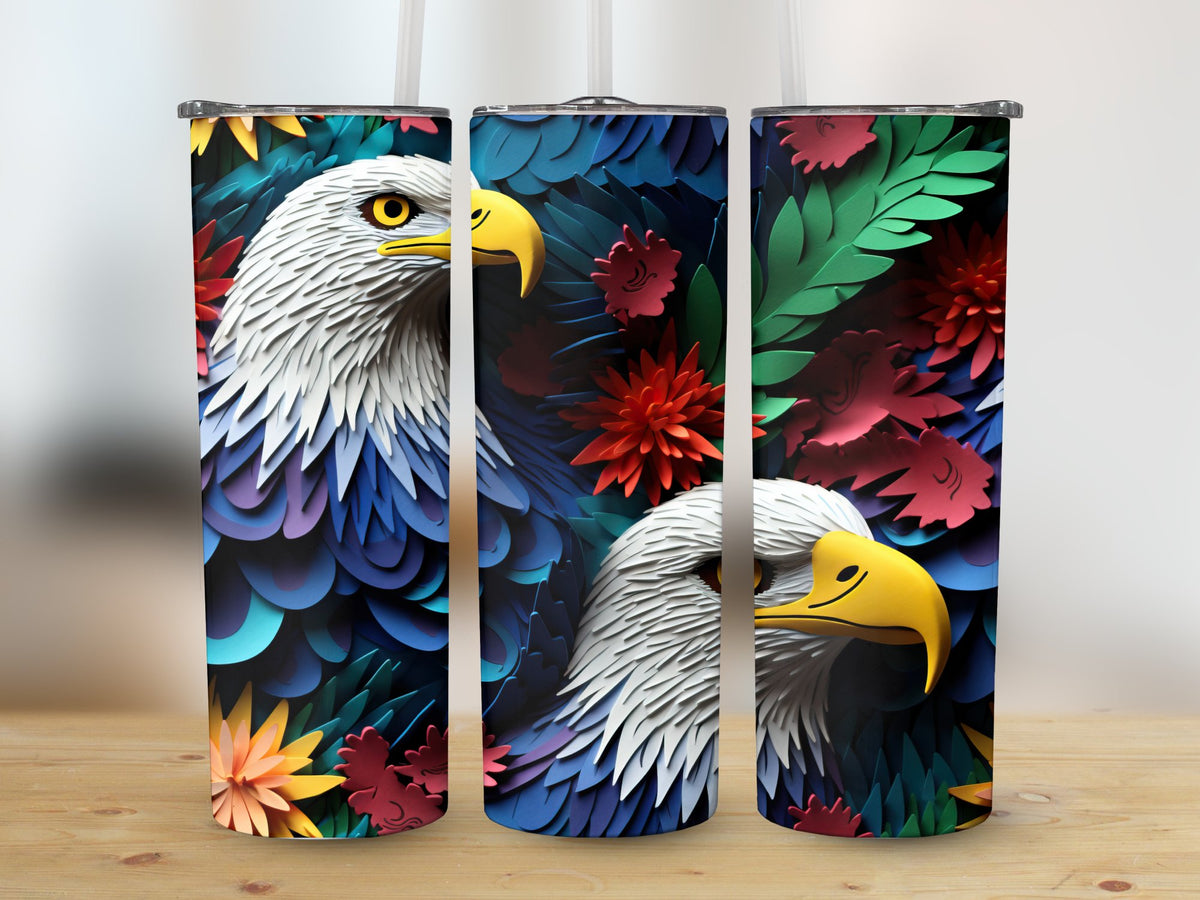Bald Eagle American Flag Tumbler Wrap 20 oz | Patriotic Eagle | Seamle | 20 oz Skinny Tumbler Wrap