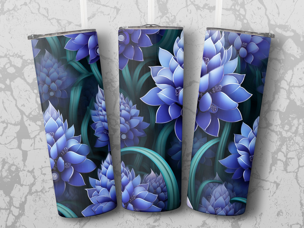 3d Muscari Flower 20 oz Skinny Tumbler Wrap Sublimation Design, Seamle | 3d Muscari Flower 20 oz Skinny Tumbler Wrap Sublimation Design, Seamless, Straight