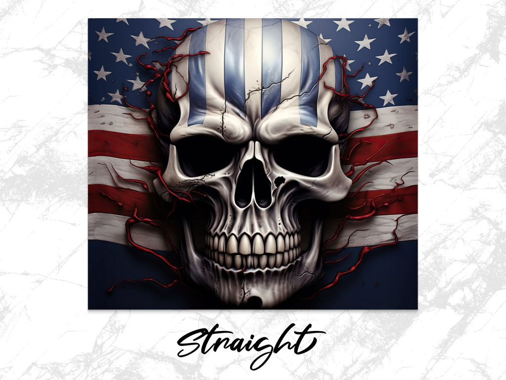 Fractured American Flag Skull 20oz Tumbler Design | Crackled Patriotic Skull Sublimation Wrap | Distressed Flag Skull Tumbler Graphic | PNG - Gabe Atkins Designs