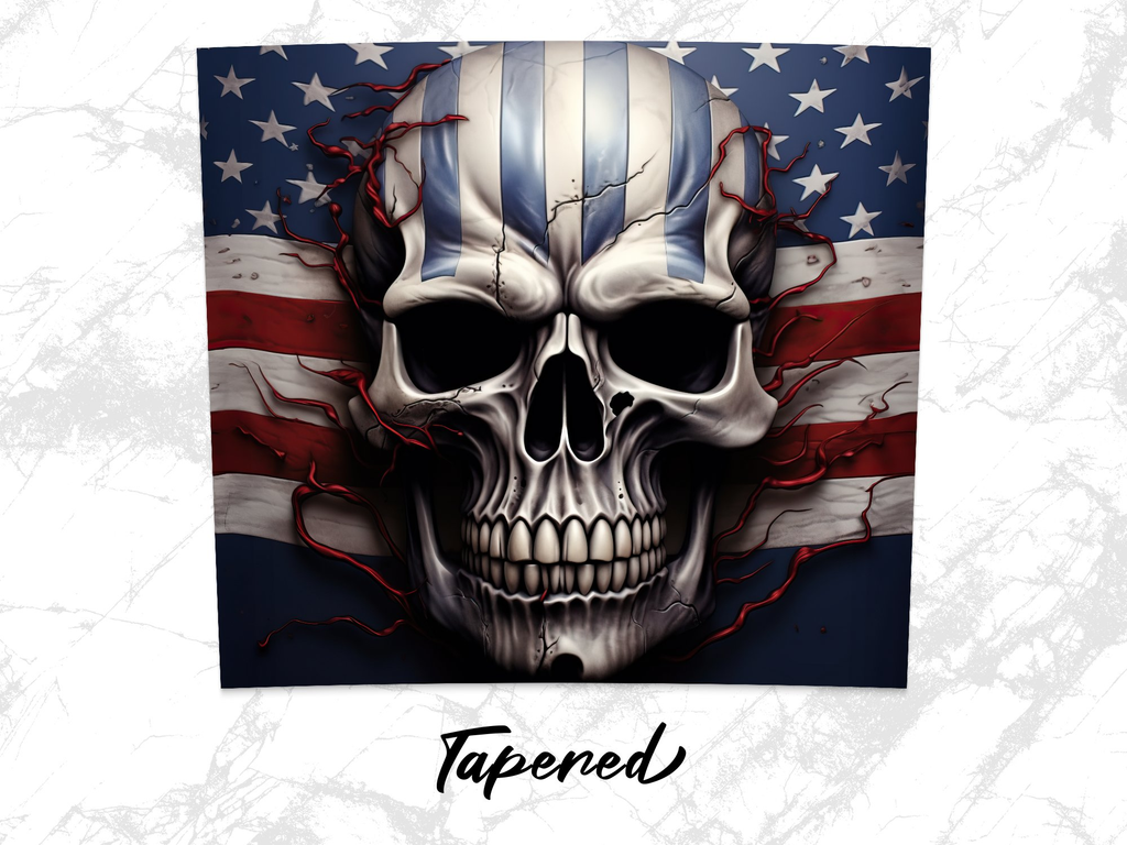 Fractured American Flag Skull 20oz Tumbler Design | Crackled Patriotic Skull Sublimation Wrap | Distressed Flag Skull Tumbler Graphic | PNG - Gabe Atkins Designs