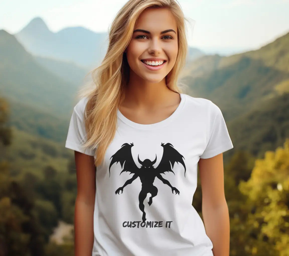 Demoness Silhouette with Horns & Wings SVG SVG