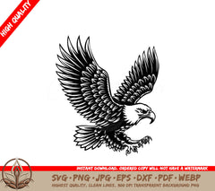 Bald Eagle Mascot Bird Flying Vintage Woodcut Illustration SVG 