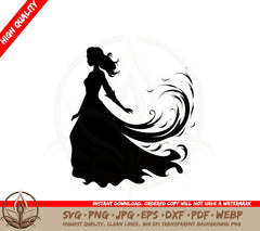 Abstract Gowned Woman SVG PNG JPG AI PDF DXF EPS WebP Digital Download 