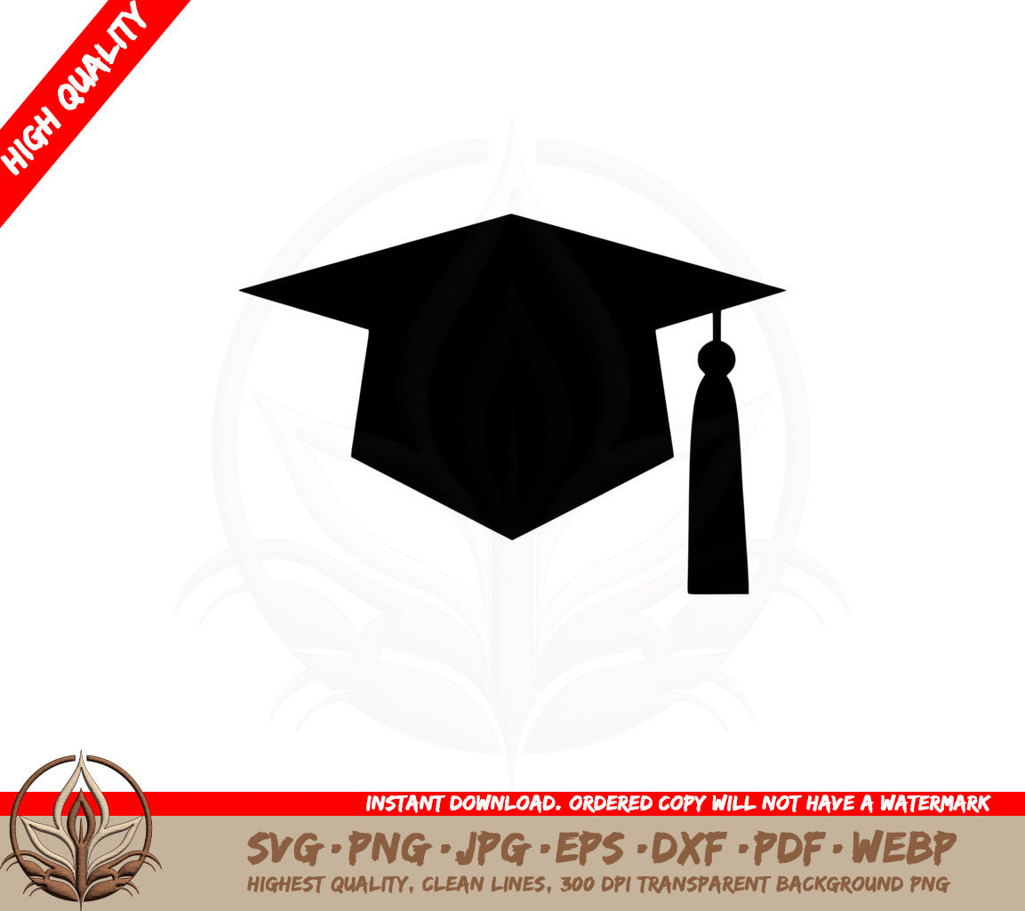 Academic Graduation Cap SVG PNG JPG AI PDF DXF EPS and WebP Digital Cut File 