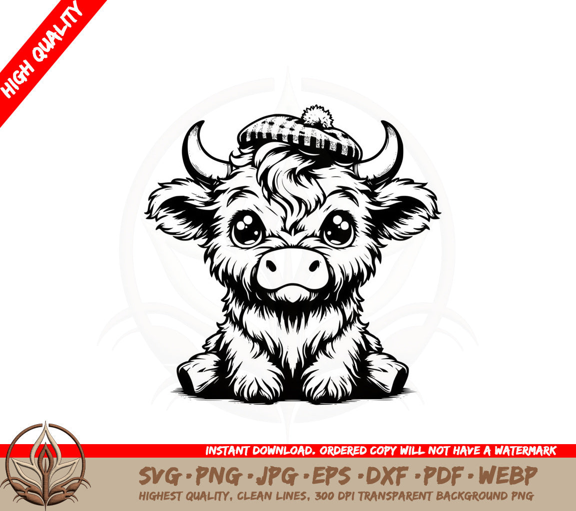 Adorable Cow in Cap Cut File SVG 