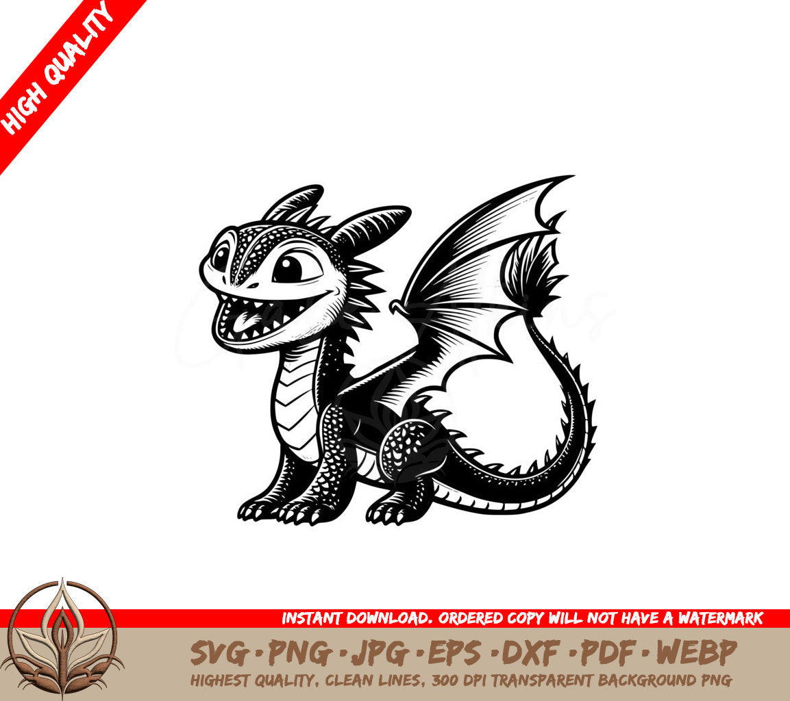 Adorable Dragon Adventure SVG, PNG, JPG, AI, PDF, DXF, EPS and WebP Digital Cut File 
