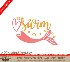 Mermaid Tail Swim SVG with Adventure Quote - White Background SVG