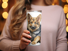 German Shepherd Puppy 20oz Tumbler Wrap Sublimation Design PNG Featuring a German Shepherd Puppy Ready For an Adventure