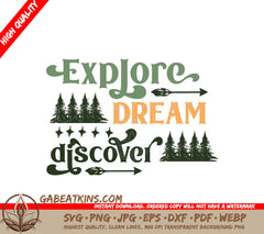 ## Explore, Dream, Discover SVG Adventure Tree & Arrow Poster SVG