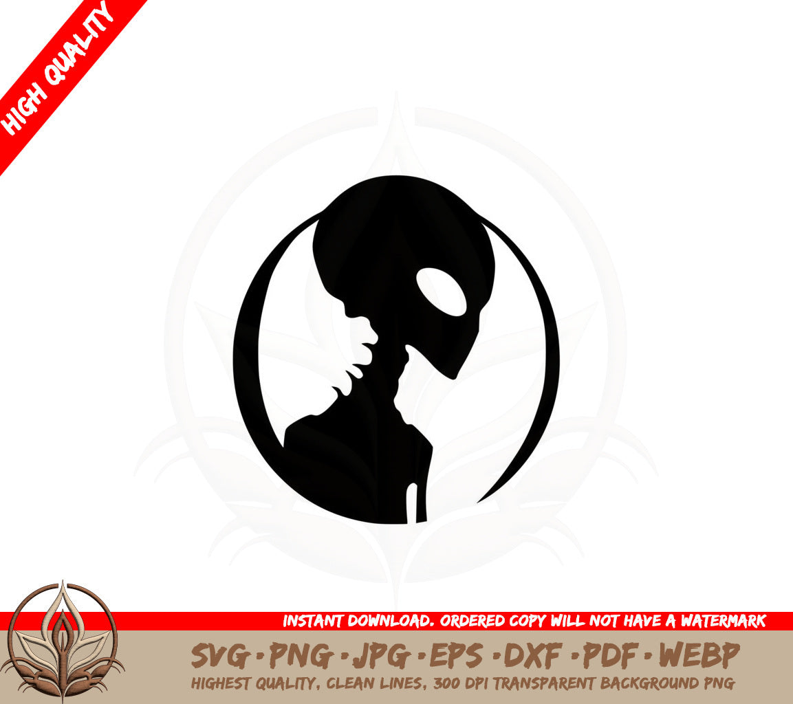 Alien Silhouette SVG PNG JPG AI PDF DXF EPS and WebP - Digital Download 
