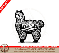 Alpaca Vista SVG Cut File 