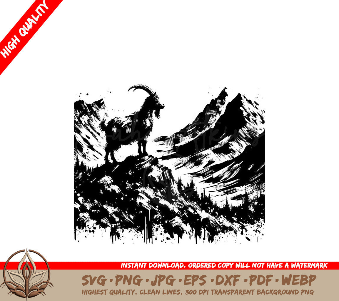 Alpine Goat Ascent SVG Cut File 
