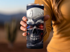 American Flag Patriotic Skull 20oz Tumbler Design | Sublimation Wrap with Lightning Effect | Electric Military Skull Flag Tumbler Graphic - Gabe Atkins Designs