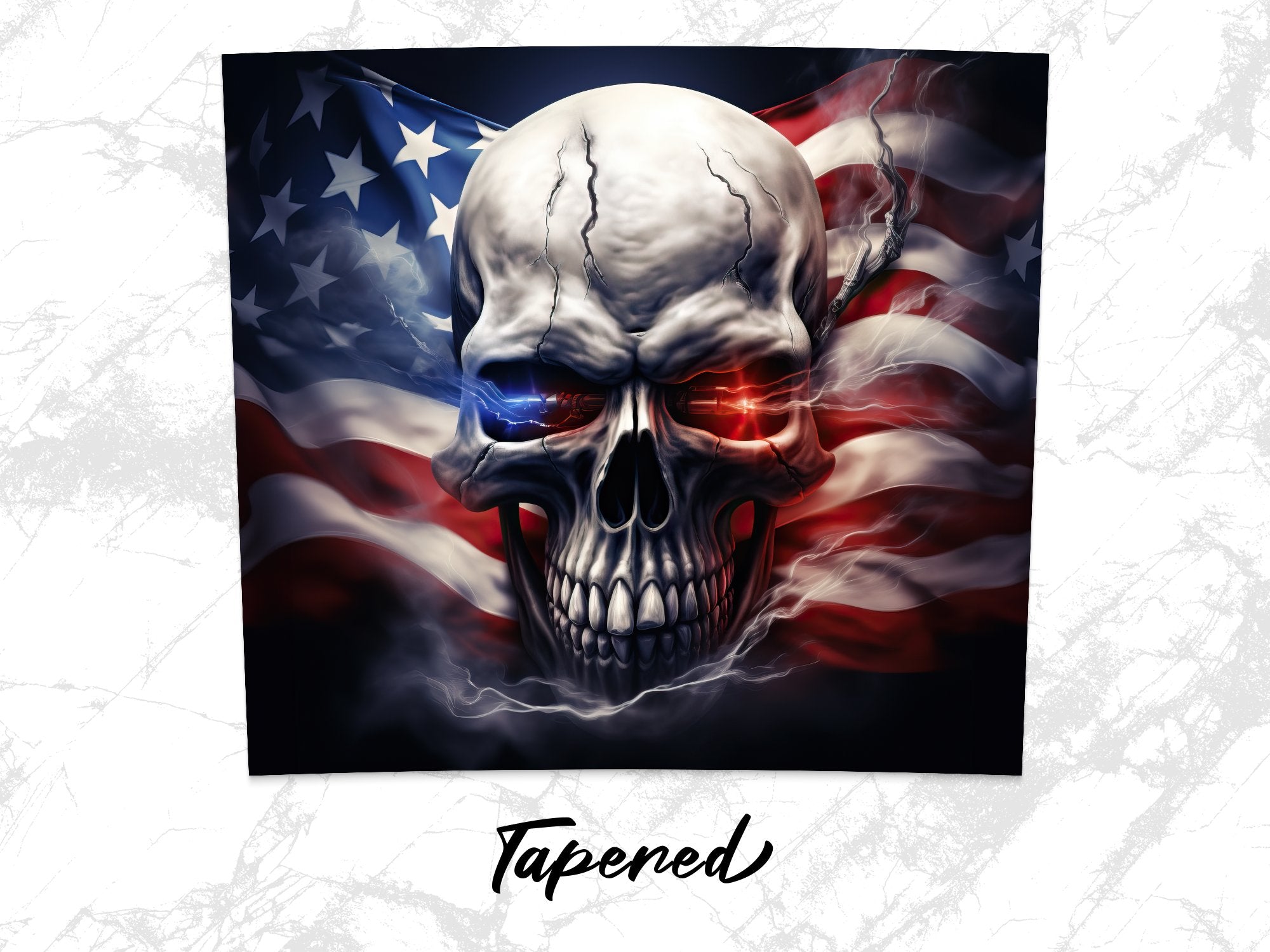 American Flag Patriotic Skull 20oz Tumbler Design | Sublimation Wrap with Lightning Effect | Electric Military Skull Flag Tumbler Graphic - Gabe Atkins Designs