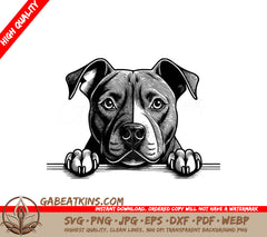American Staffordshire Terrier Wall Peeking SVG -  Drawing SVG