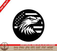 American Eagle Flag in a Circle - Eagle Head Vector with USA Flag Logo SVG 