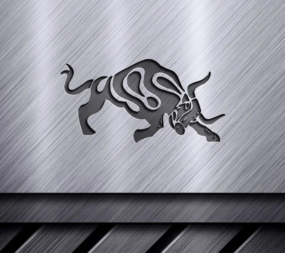 Bull Silhouette SVG with Letter S - Animal Illustration SVG