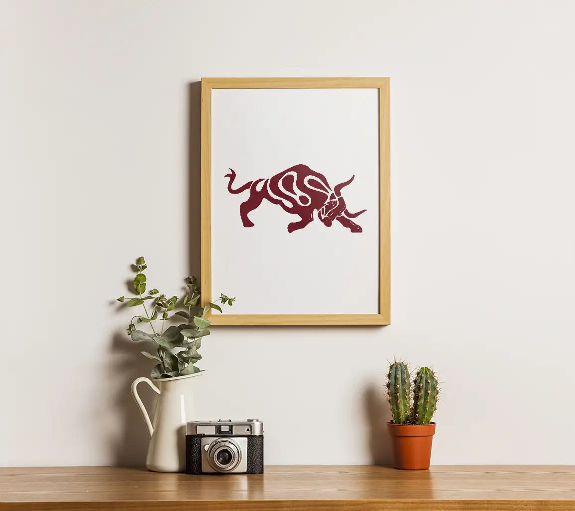 Bull Silhouette SVG with Letter S - Animal Illustration SVG