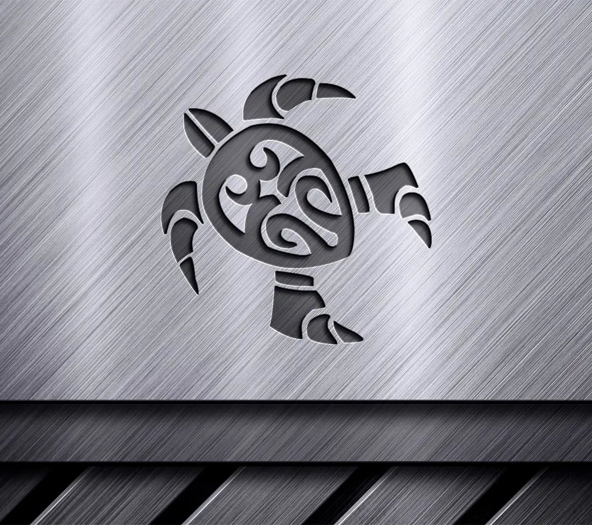 Tribal Turtle Silhouette SVG - Green Tortoise on White Background SVG