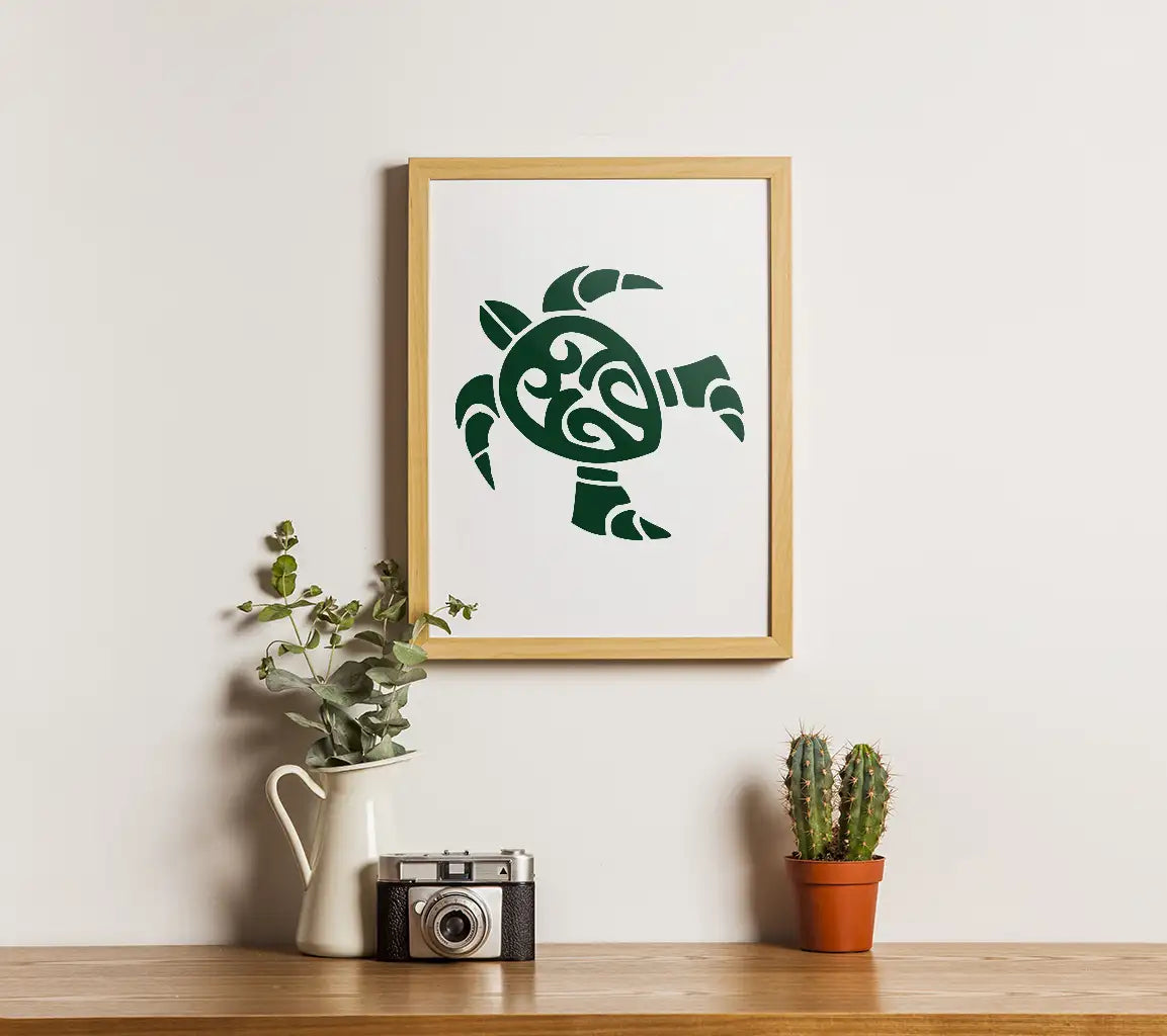 Tribal Turtle Silhouette SVG - Green Tortoise on White Background SVG