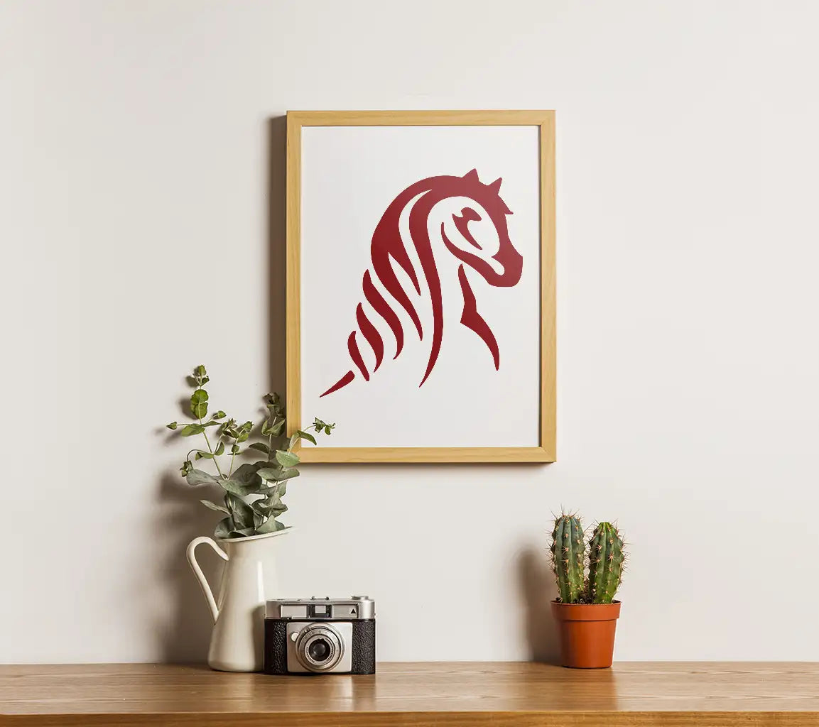 Red & White Horse Silhouette SVG - Unicorn Design SVG
