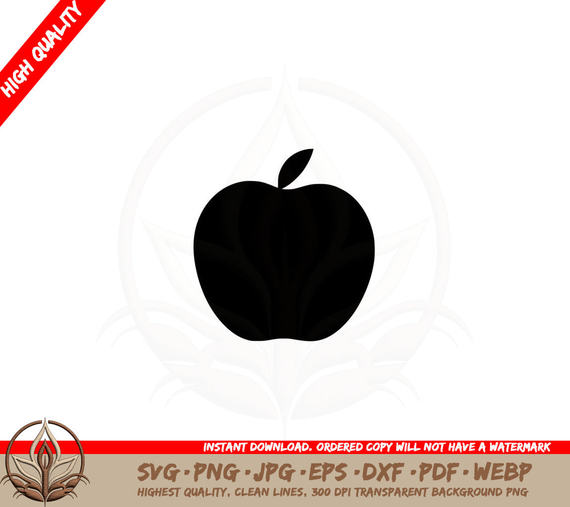 Apple Silhouette SVG PNG JPG AI PDF DXF EPS and WebP Digital Download 