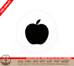 Apple Silhouette SVG PNG JPG AI PDF DXF EPS and WebP Digital Download 