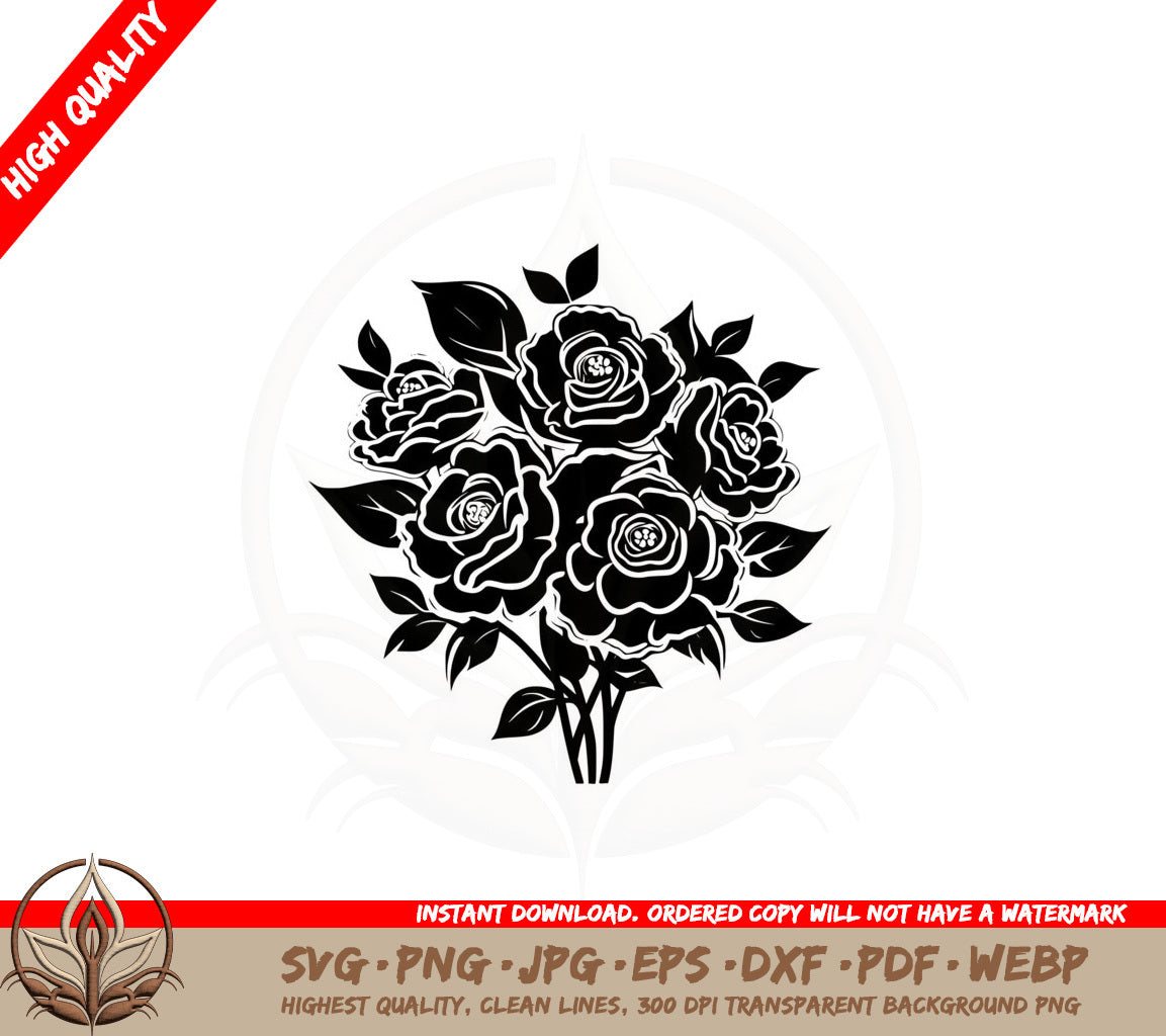 Arrangement of Camellias SVG PNG JPG AI PDF DXF EPS and WebP Digital Download 
