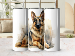 Attentive German Shepherd Watercolor Tumbler Wrap Sublimation | 20oz T | Attentive German Shepherd Watercolor Tumbler Wrap Sublimation