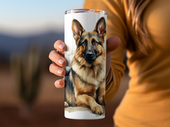 Attentive German Shepherd Watercolor Tumbler Wrap Sublimation | 20oz T | Attentive German Shepherd Watercolor Tumbler Wrap Sublimation