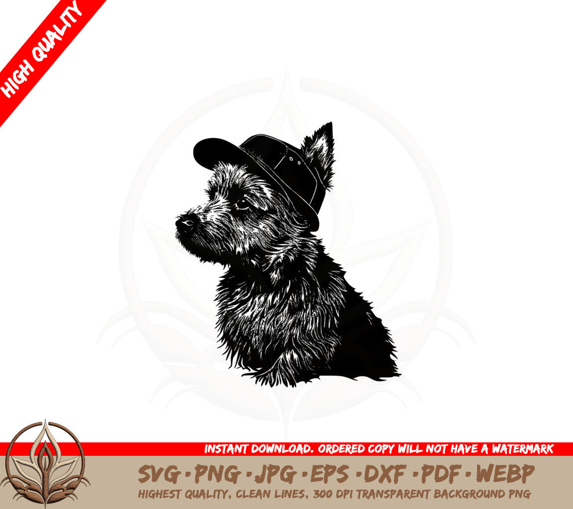 Australian Terrier with a Hat SVG PNG JPG AI PDF DXF EPS and WebP Digital Download 