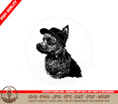 Australian Terrier with a Hat SVG PNG JPG AI PDF DXF EPS and WebP Digital Download 