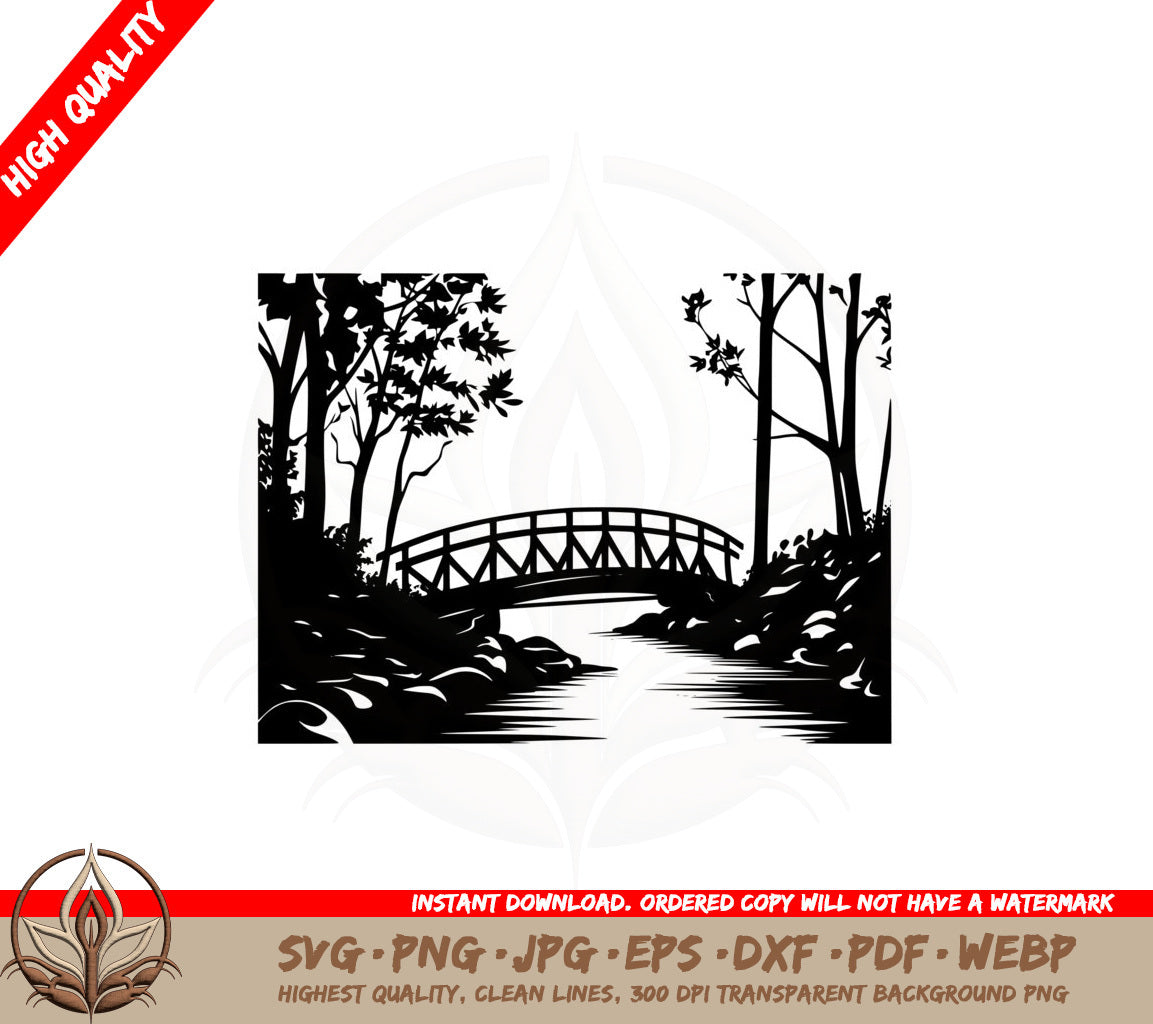Autumn Bridge Scene SVG 