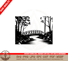 Autumn Bridge Scene SVG 