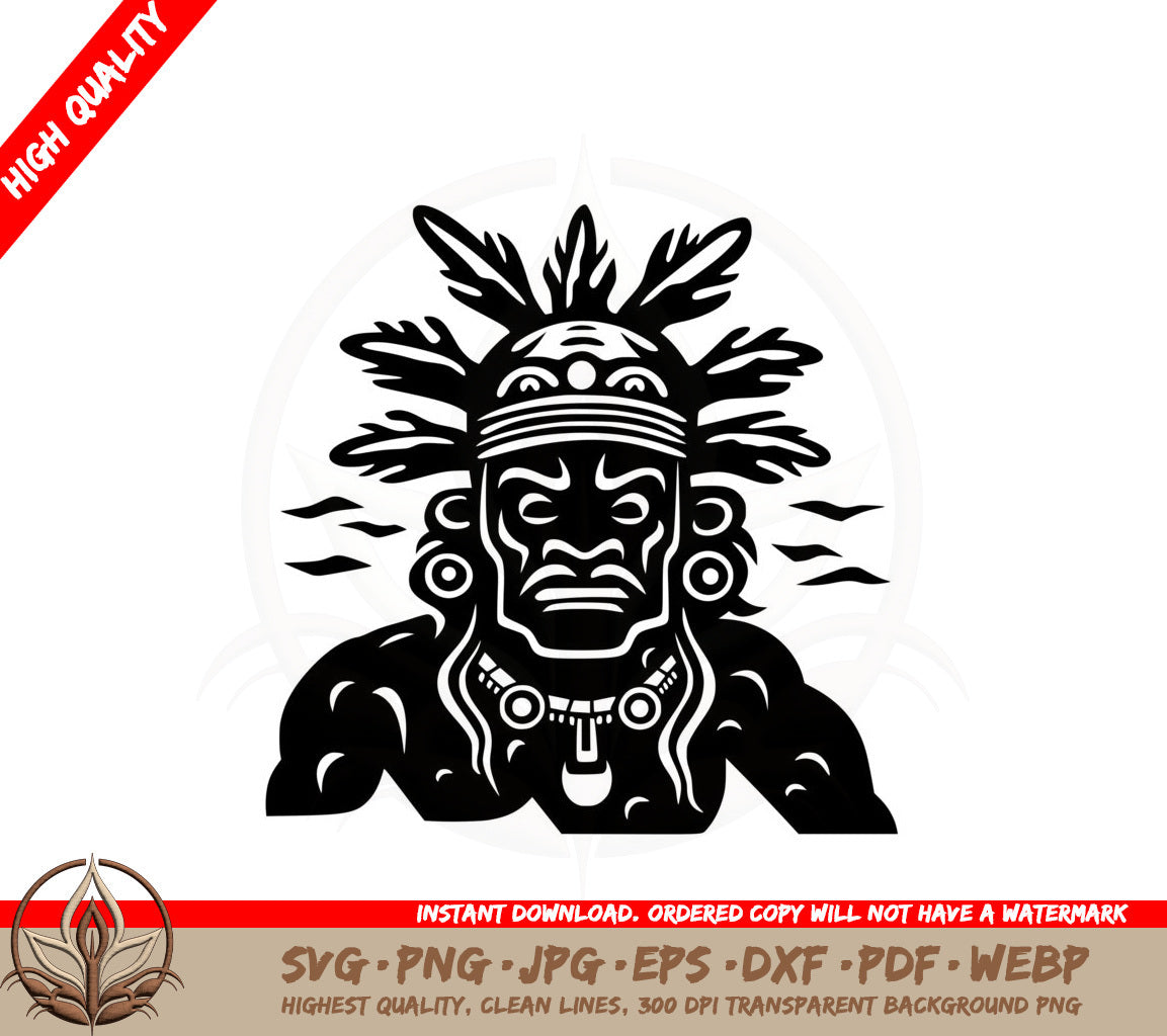 Aztec Warrior SVG PNG JPG AI PDF DXF EPS and WebP - Digital Download 