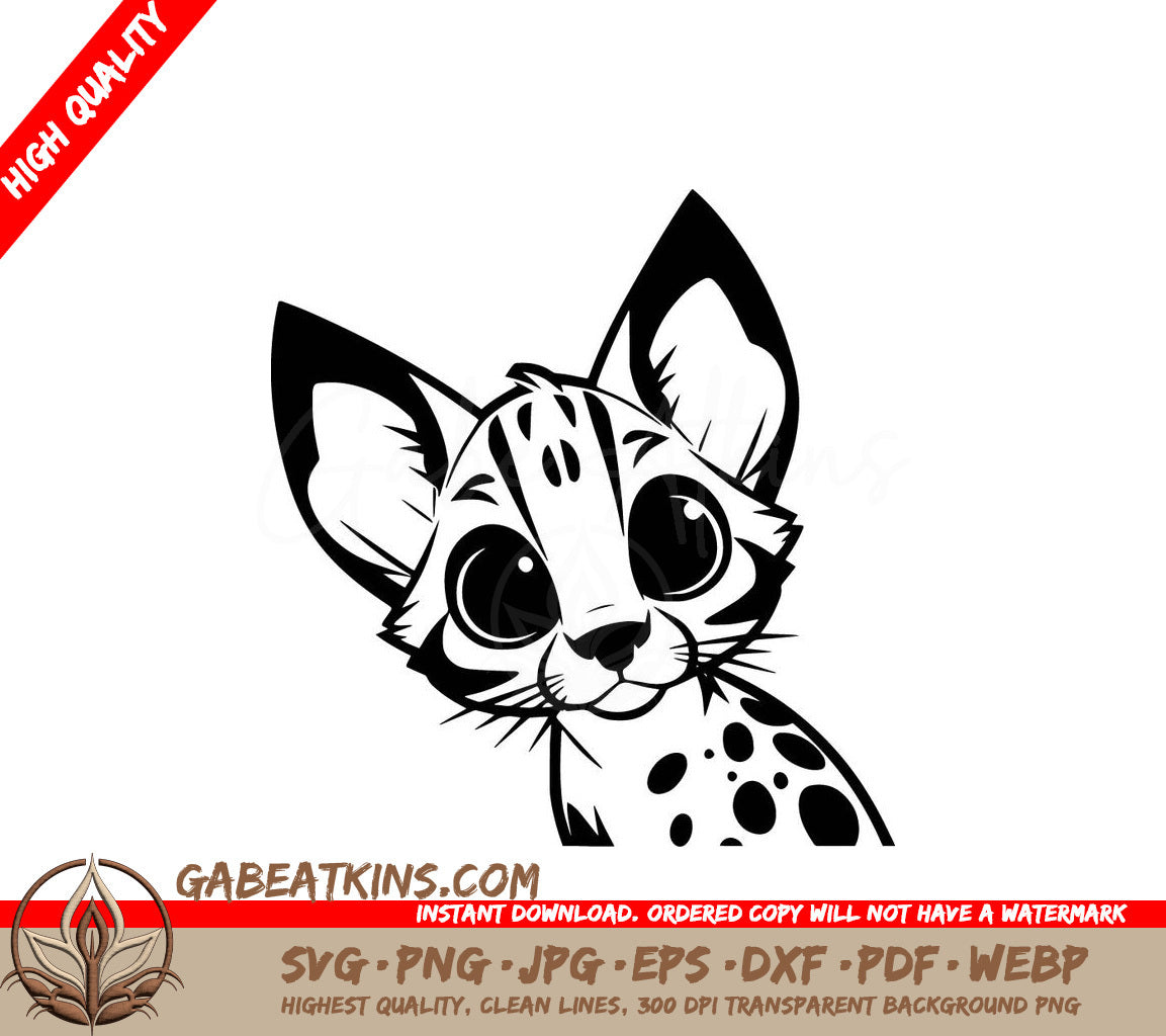  A Cat With Big Eyes SVG - Baby Cheetah Peeking SVG