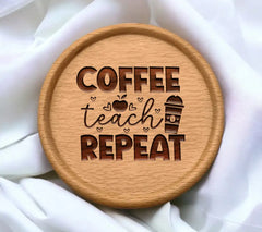 Coffee Teach Repeat SVG - Back to School Apple & Coffee Cup Design SVG
