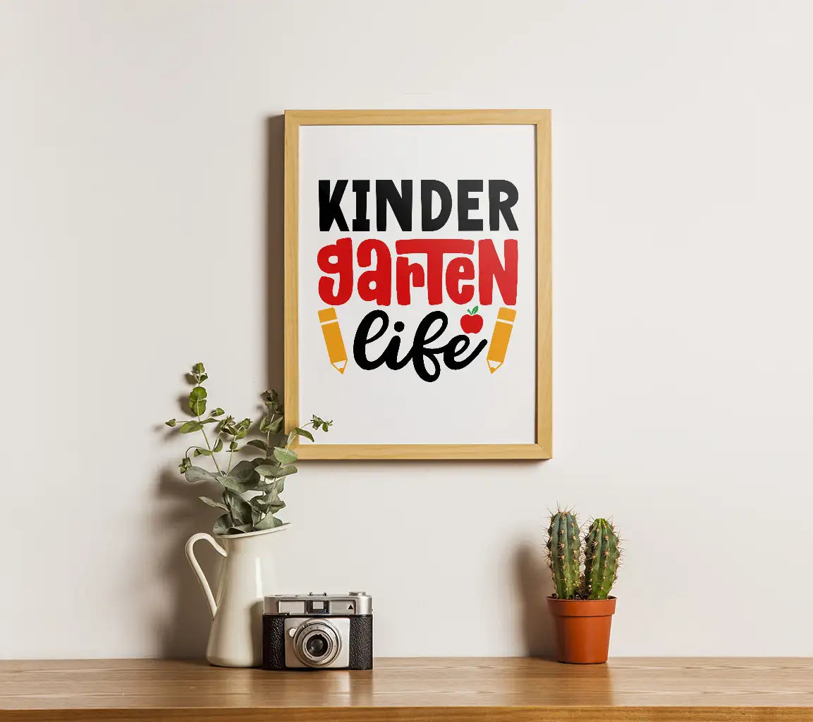Kindergarten Life SVG Back to School Pencil & Apple Design SVG