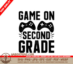Game On Second Grade SVG -  T-Shirt Design with Controllers SVG