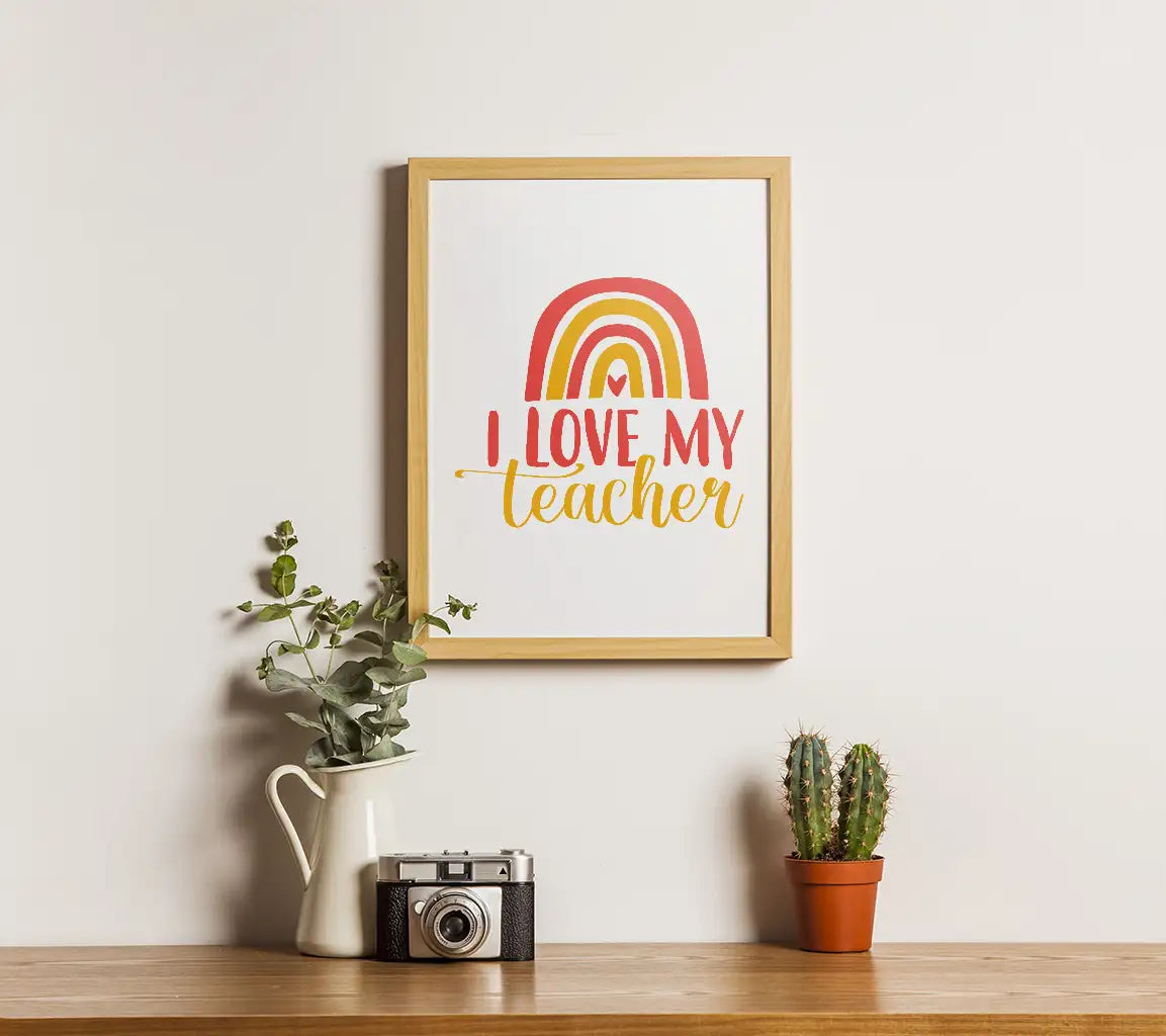 Rainbow I Love My Teacher SVG Cut File - Back to School SVG