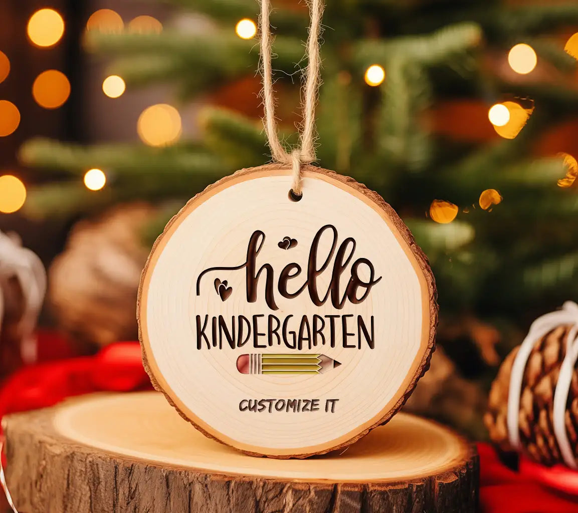 Hello Kindergarten SVG with Pencil and Hearts - Back to School Design SVG