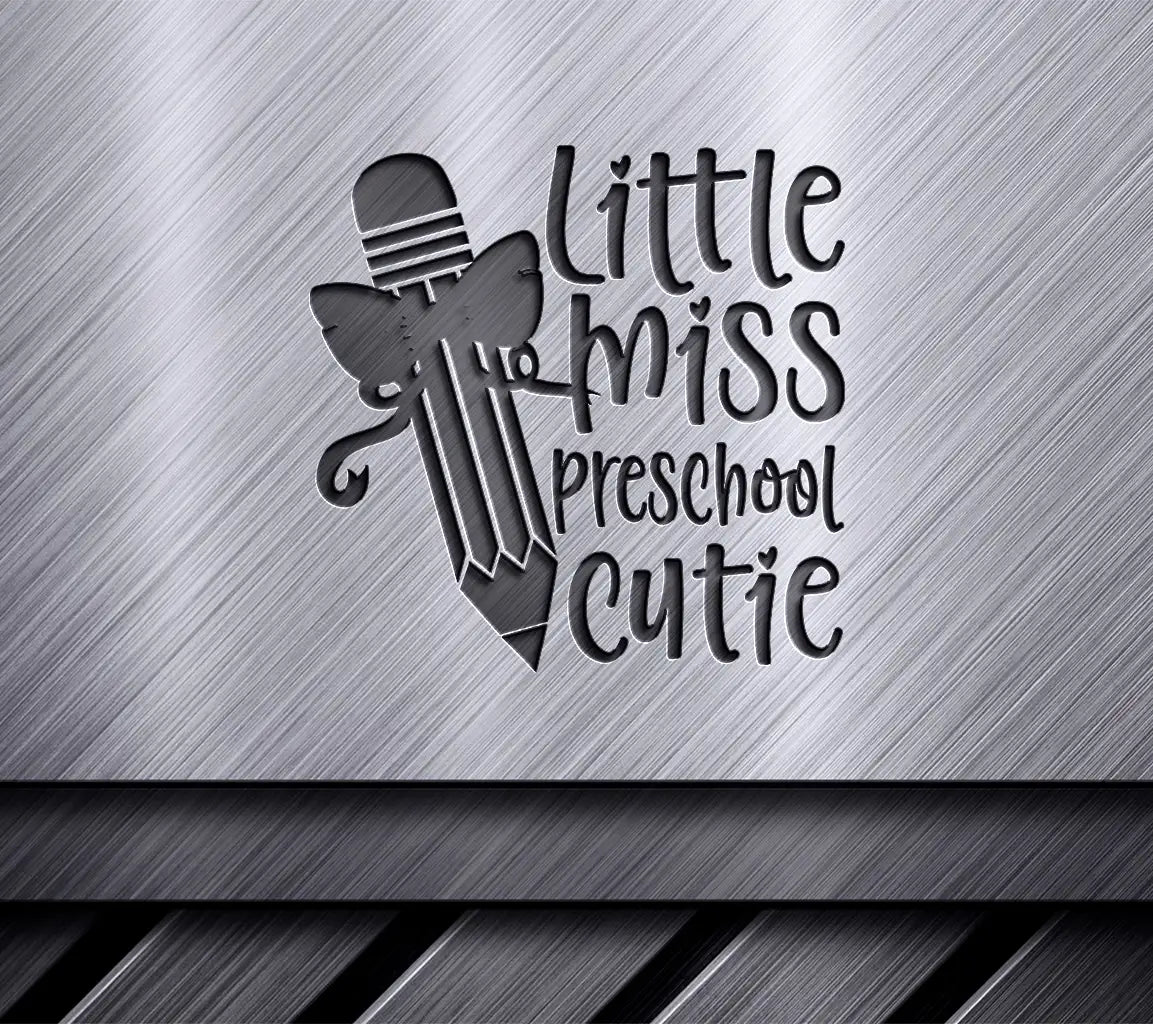 Little Miss Preschool Cutie SVG - Pink Bow Pencil Design SVG