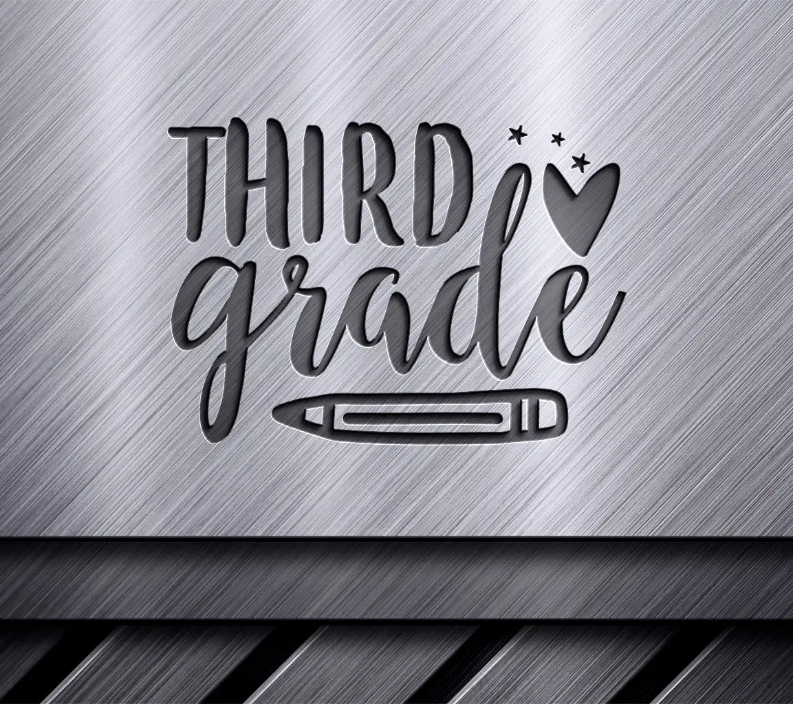 Third Grade SVG - Heart & Pencil Back to School Design SVG