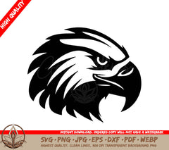 A Black And White Image Of An Eagle  Head