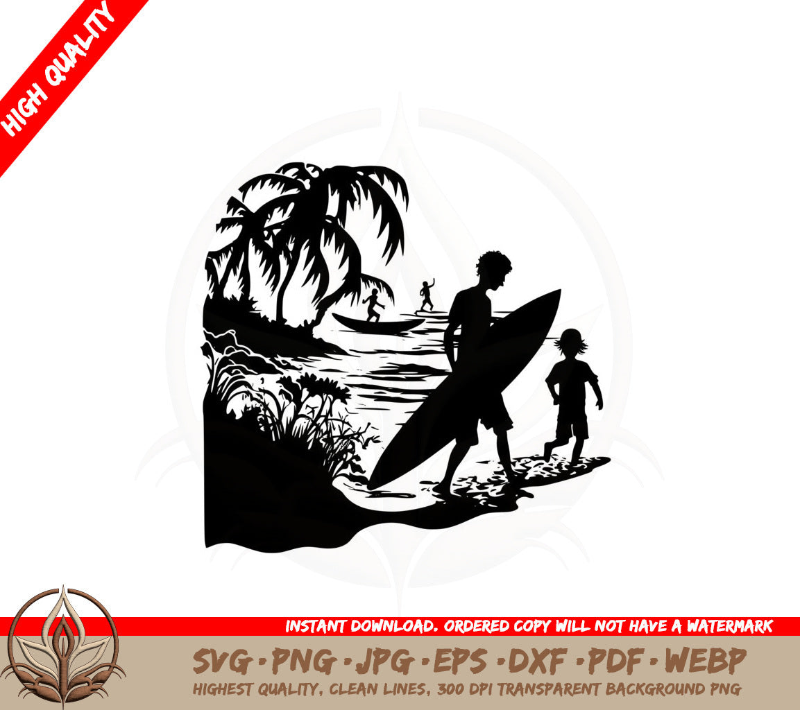 Beach Day SVG PNG JPG AI PDF DXF EPS and WebP Digital Cut File 