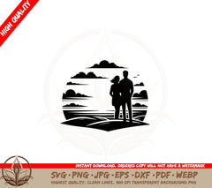 Beach Sunrise Love SVG Cut File Design Download 