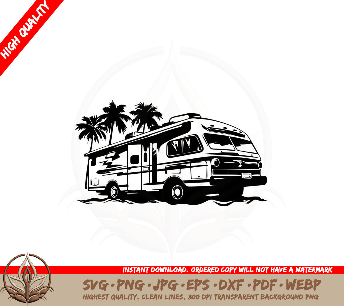 Beachside Camper SVG Cut File  Camping Cut File for Cricut  Silhouette  