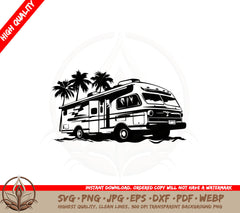 Beachside Camper SVG Cut File  Camping Cut File for Cricut  Silhouette  
