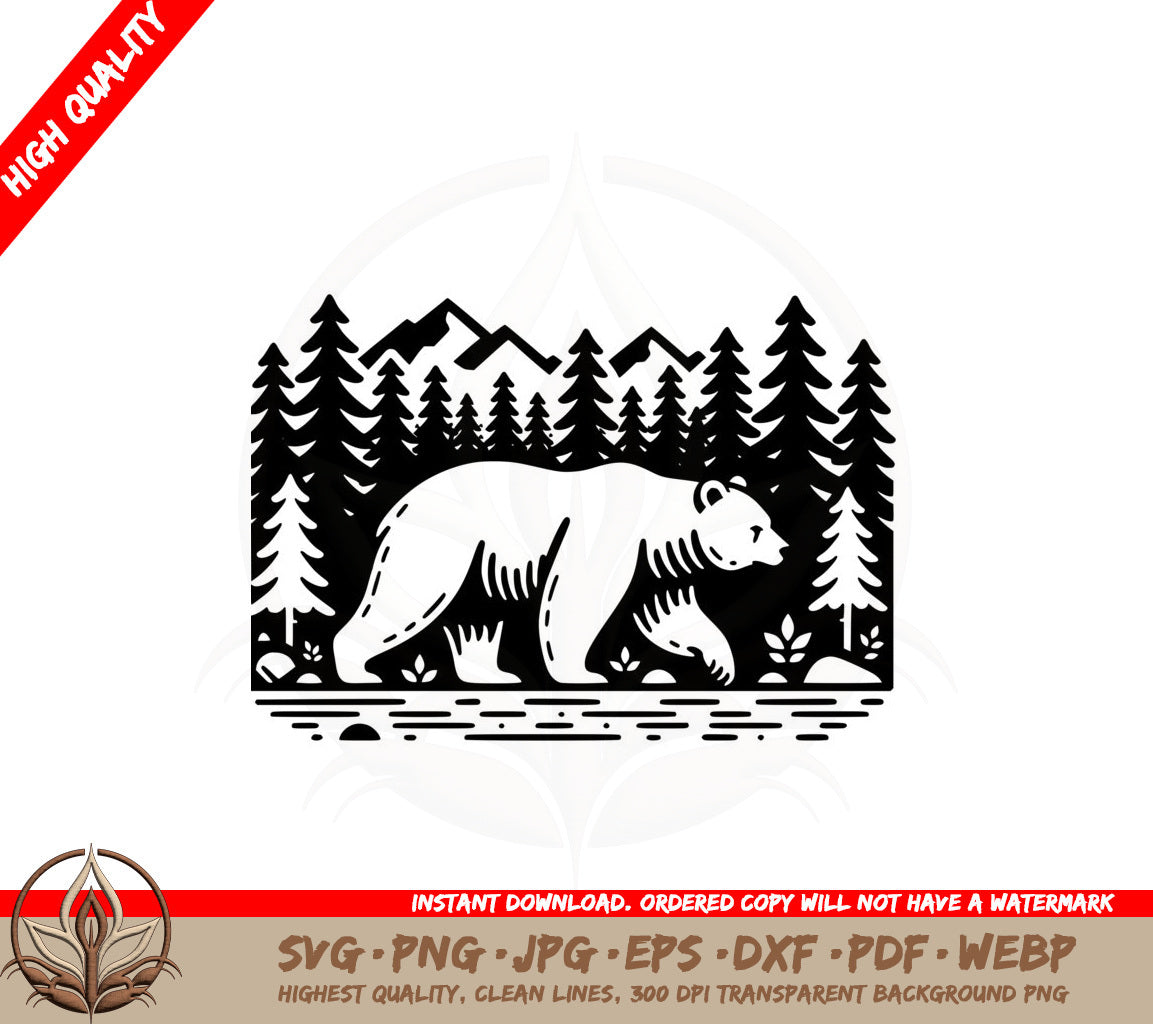 Bear in the Wilderness SVG Cut File  Bear SVG  Wilderness SVG 