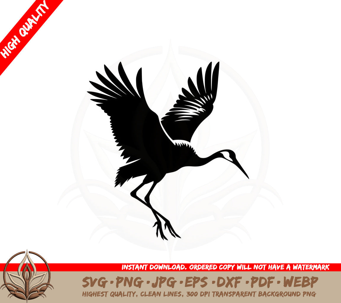 Beautiful Crane SVG PNG JPG AI PDF DXF EPS and WebP - Digital Download 